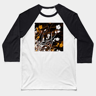 Stylish Abstract Floral Art - Golden White Baseball T-Shirt